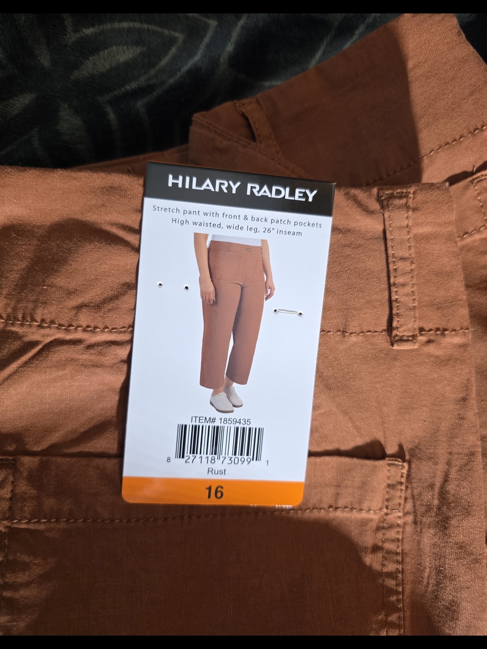 Hilary Radley Rust High-Waist Wide Leg Stretch Pants